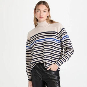 NWT Rag & Bone Ann Striped Turtleneck Sweater in Oatmeal Multi